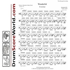 Everclear - Wonderful | Drum Sheet
